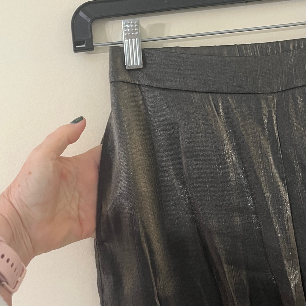 H&M Charcoal Gray Shimmery Metallic Wide-Leg Trousers Size 2 NWOT - Picture 8 of 11